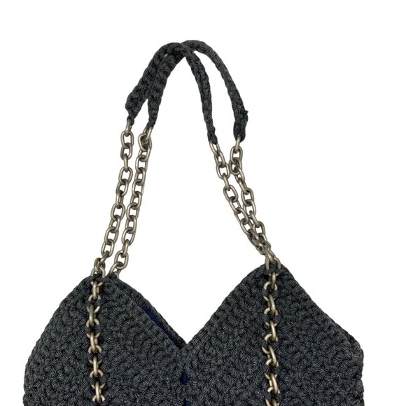 Belier Belier Shoulder Bag Purse Blue Crochet Woven Chain Bohemian Spring Summer - Picture 8 of 12